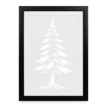 Fir Tree Silhouette - Tree Line Art Nature Design - Framed poster (27 × 37 cm) - black - Front