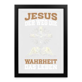 Jésus Le Chemin, la Vérité, La Vie Chrétienne - Affiche encadrée (27 × 37 cm) - noir - Devant