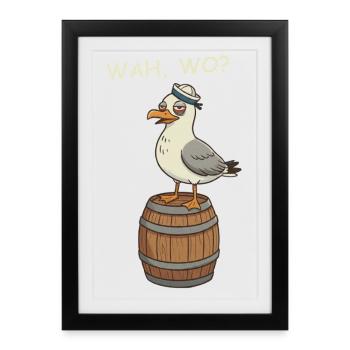 Drunk Seagull - Framed poster (27 × 37 cm) - black - Front