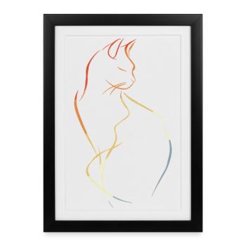 Cat Drawing Vintage - Framed poster (27 × 37 cm) - black - Front