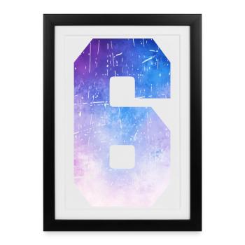numéro 6 – Cadeau anniversaire 6 ans - Affiche encadrée (27 × 37 cm) - noir - Devant