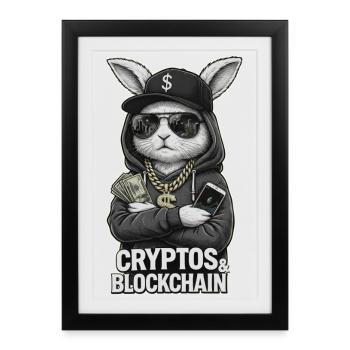 CryptoRabbit : T-shirt Blockchain Hustle - Affiche encadrée (27 × 37 cm) - noir - Devant