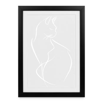 Croquis de chat - Affiche encadrée (27 × 37 cm) - noir - Devant