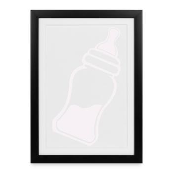 Art en ligne minimaliste de biberon - Affiche encadrée (27 × 37 cm) - noir - Devant