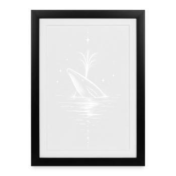 Whale Night Sea Stars Motif - Framed poster (27 × 37 cm) - black - Front