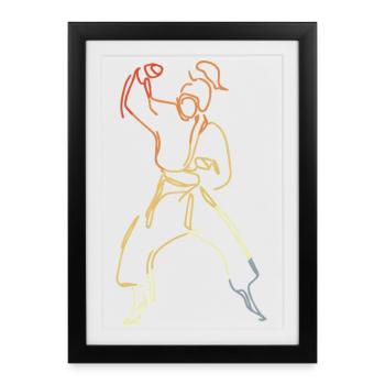 Dessin karatêka féminin - Affiche encadrée (27 × 37 cm) - noir - Devant