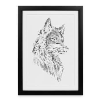 Wolf Head Realistic - Framed poster (27 × 37 cm) - black - Front