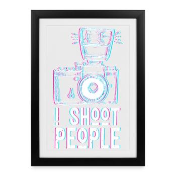 Je photographie des gens – Un photographe drôle qui dit - Affiche encadrée (27 × 37 cm) - noir - Devant