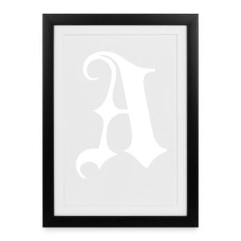 Monogramme gothique Une écriture - Affiche encadrée (27 × 37 cm) - noir - Devant