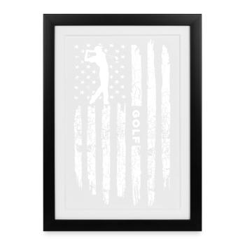 Art d’astronaute du Grunge Flag - Affiche encadrée (27 × 37 cm) - noir - Devant