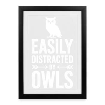 Owl Sayings Owl Funny Owls Gift - Framed poster (27 × 37 cm) - black - Front