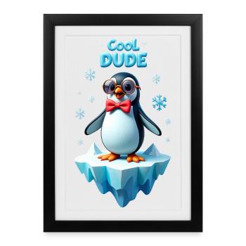 Cool Dude Pinguin auf Eisblock - Framed poster (27 × 37 cm) - black - Front