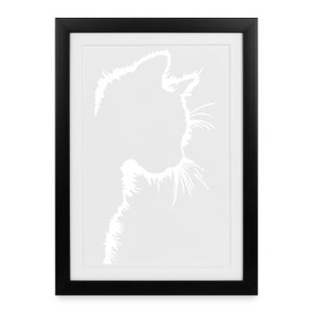 Katzen Silhouette Linienstil - Gerahmtes Poster (27 × 37 cm) - Schwarz - Vorne