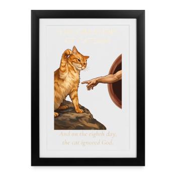 Catdam : La Création Féline - Affiche encadrée (27 × 37 cm) - noir - Devant