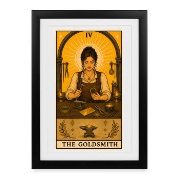 Orfèvre | Tarot d’artisanat de bijoux - Affiche encadrée (27 × 37 cm) - noir - Devant