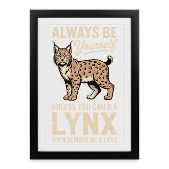 Lynx Dictions Lynx Drôle de cadeau de lynx - Affiche encadrée (27 × 37 cm) - noir - Devant