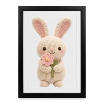 Bunny with flower - Framed poster (27 × 37 cm) - black - Front
