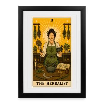 Herboristes | Herbes Plantes Tarot - Affiche encadrée (27 × 37 cm) - noir - Devant