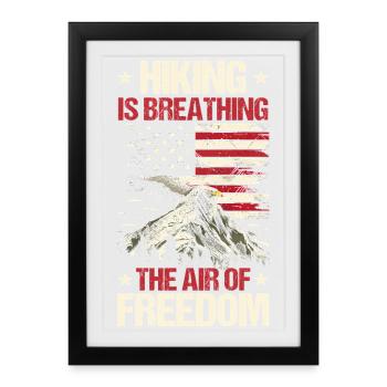 Hiking Mountain Trail Backpacking Outdoors Poaching - Framed poster (27 × 37 cm) - black - Front