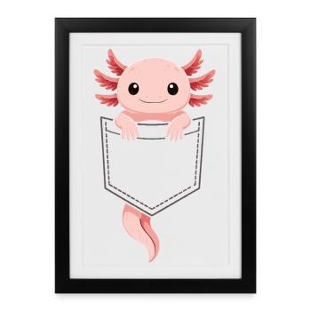 Mignon Axolotl qui sort de sa poche - Affiche encadrée (27 × 37 cm) - noir - Devant