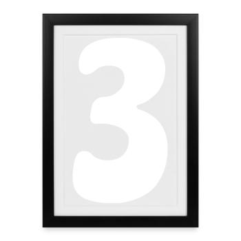 Trois : Chiffre minimaliste 3 | Troisième parti - Affiche encadrée (27 × 37 cm) - noir - Devant