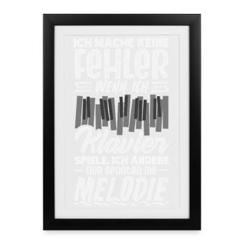 Piano Klavier Musiker Geschenk Geschenkidee - Gerahmtes Poster (27 × 37 cm) - Schwarz - Vorne