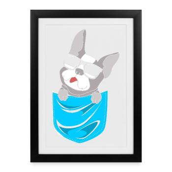 Boston Terrier - Affiche encadrée (27 × 37 cm) - noir - Devant