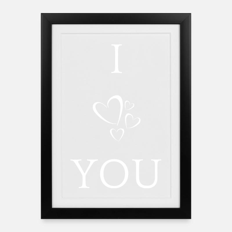 I Love You - Affiche encadrée (27 × 37 cm) - noir