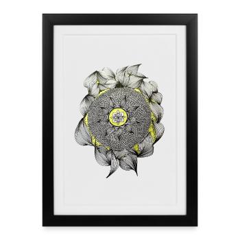 Mandala Flower Magic Yellow Accent - Framed poster (27 × 37 cm) - black - Front