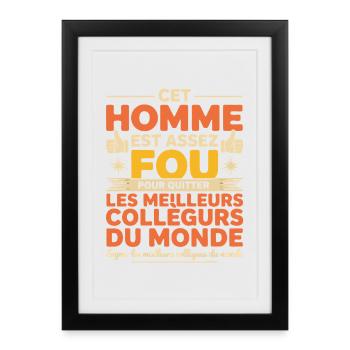 Départ Collègue de Travail Nouvel Emploi Retraite - Affiche encadrée (27 × 37 cm) - noir - Devant