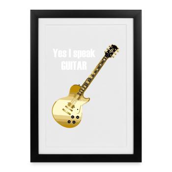 Oui je parle guitare en disant 'Oui je parle - Affiche encadrée (27 × 37 cm) - noir - Devant