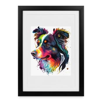 Rainbow Portrait Dog - Framed poster (27 × 37 cm) - black - Front