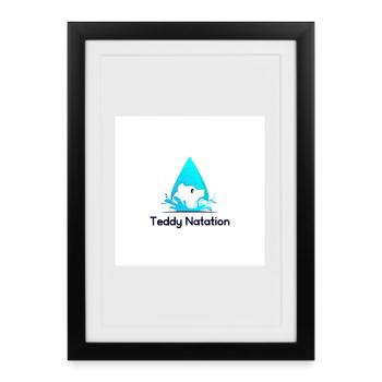 Teddy Bear and Wave Swim - Framed poster (27 × 37 cm) - black - Front