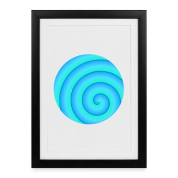 Blau-Grüne Spirale - Gerahmtes Poster (27 × 37 cm) - Schwarz - Vorne