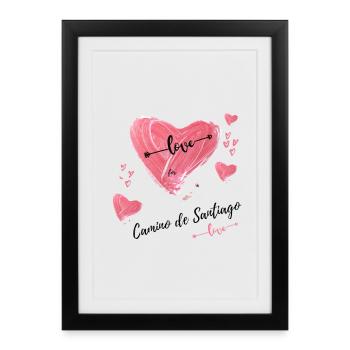 Cœur sur le chemin de Saint-Jacques-de-Compostelle - Affiche encadrée (27 × 37 cm) - noir - Devant
