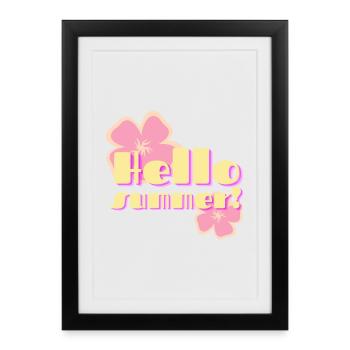 Hello Summer Retro Pastel Flowers - Framed poster (27 × 37 cm) - black - Front