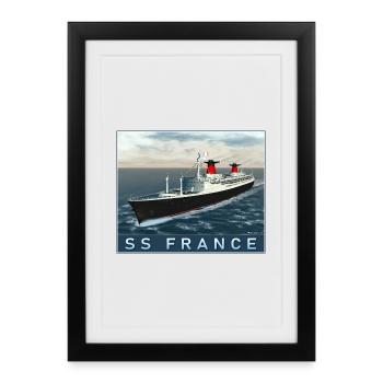 S.S. France at sea - Framed poster (27 × 37 cm) - black - Front