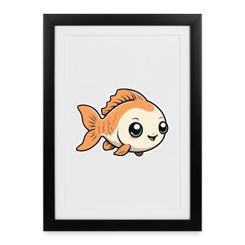 Petit Mignon Bébé Poisson Poisson - Affiche encadrée (27 × 37 cm) - noir - Devant