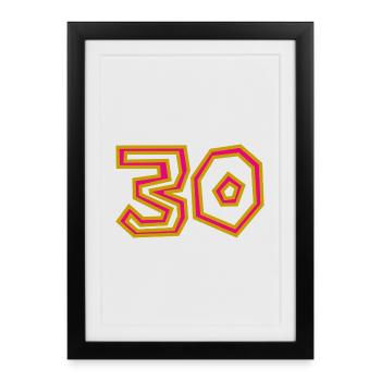 30. 30 JAHRE. 30-JÄHRIGES JUBILÄUM. 30-JÄHRIGES JUBILÄUM. - Gerahmtes Poster (27 × 37 cm) - Schwarz - Vorne