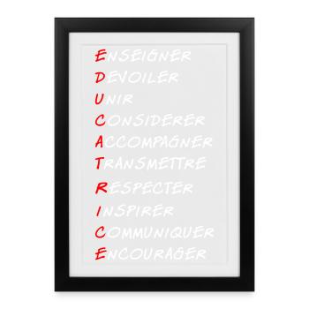 Éducatrice - Affiche encadrée (27 × 37 cm) - noir - Devant