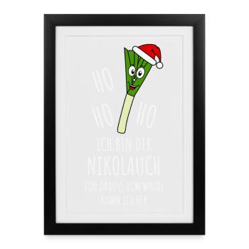 Nikolauch - Ho Ho Ho Ich bin der Nikolauch - Gerahmtes Poster (27 × 37 cm) - Schwarz - Vorne
