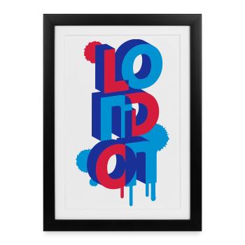 Londres en lettres 3D - Affiche encadrée (27 × 37 cm) - noir - Devant