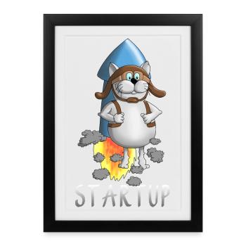 cool startup rocket - Framed poster (27 × 37 cm) - black - Front