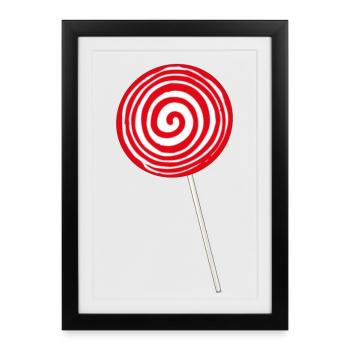 Lolli Lollipop Candy Candy Lolly dent sucrée - Affiche encadrée (27 × 37 cm) - noir - Devant