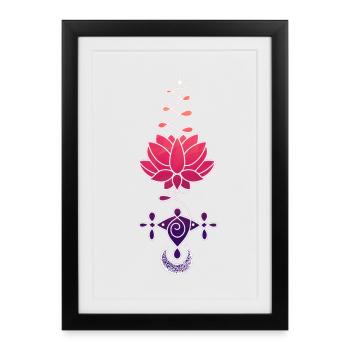 Ethereal Lotus Flower Symbol - Framed poster (27 × 37 cm) - black - Front