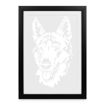 Tête de loup-garou tchèque « Black Edition » - Affiche encadrée (27 × 37 cm) - noir - Devant