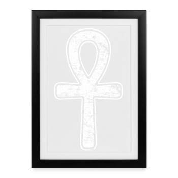 Ankh Nil Clé symbole de croix égyptienne - Affiche encadrée (27 × 37 cm) - noir - Devant
