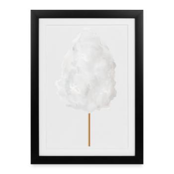 barbe à papa blanche comme neige moelleuse pour les amateurs de fête foraine - Affiche encadrée (27 × 37 cm) - noir - Devant