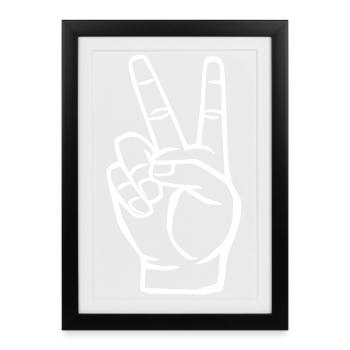Symbole de la paix - Signe de la victoire - Affiche encadrée (27 × 37 cm) - noir - Devant