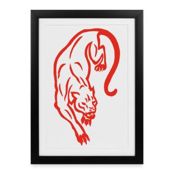 Silhouette de panthère rouge - Affiche encadrée (27 × 37 cm) - noir - Devant